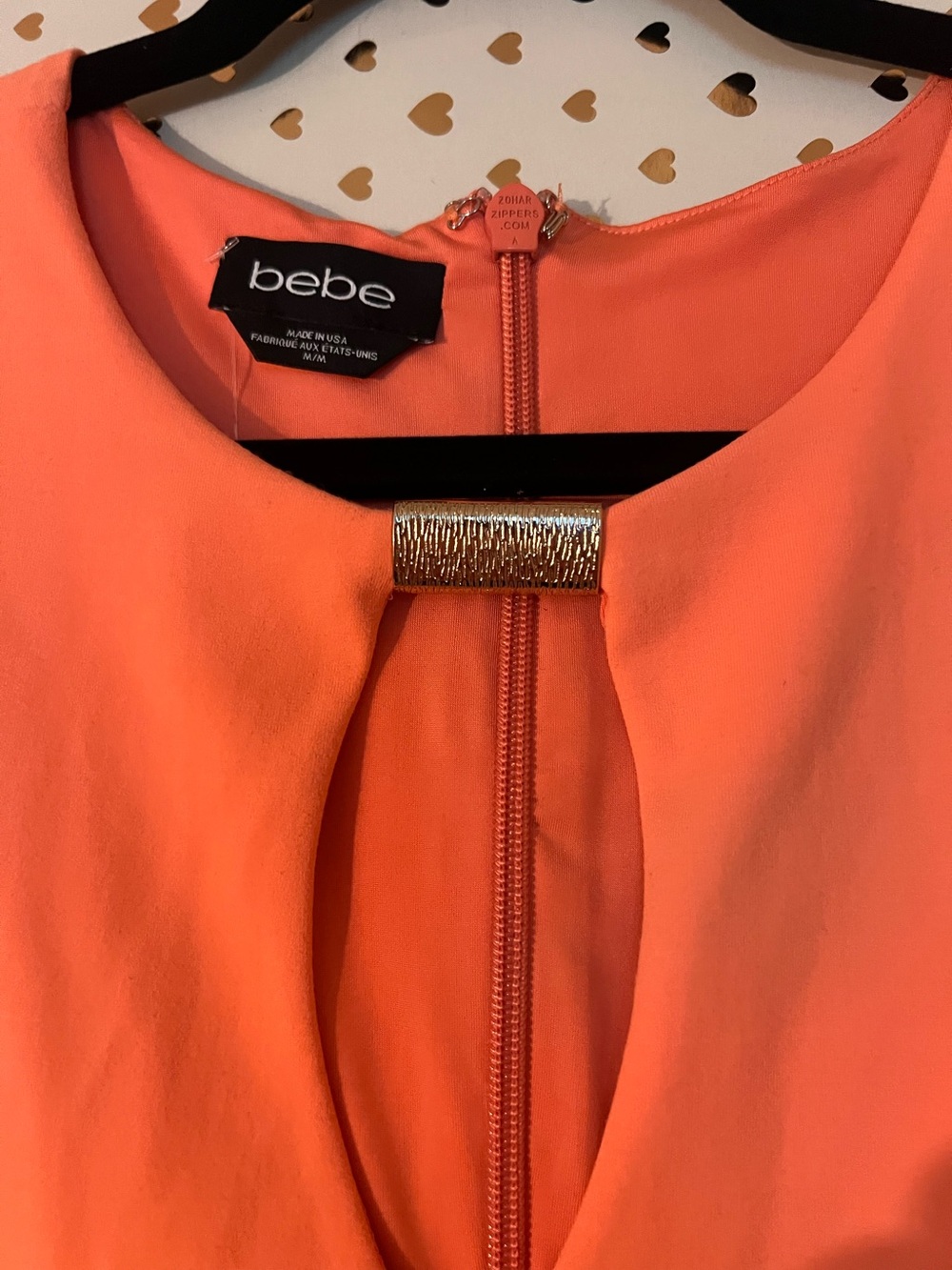 bebe Coral Dress with Gold Accent
